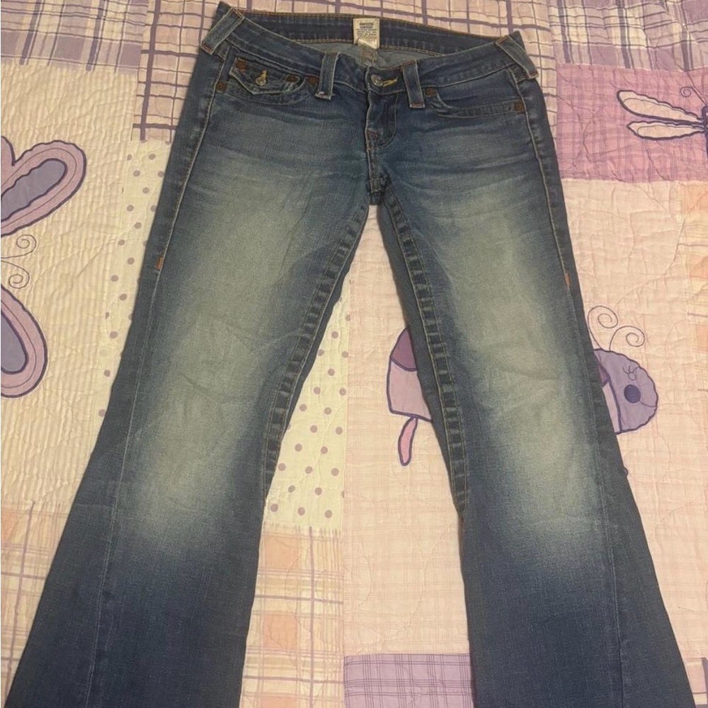 True Religion Low Rise Super T Flare Jeans